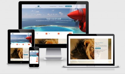 Webbdesign för Navigare Moments visad på laptop, desktop, ipad och mobil