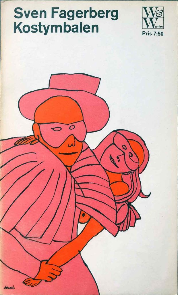 Illustraion på utklädd man och kvinna i rosa på vit bakgrund