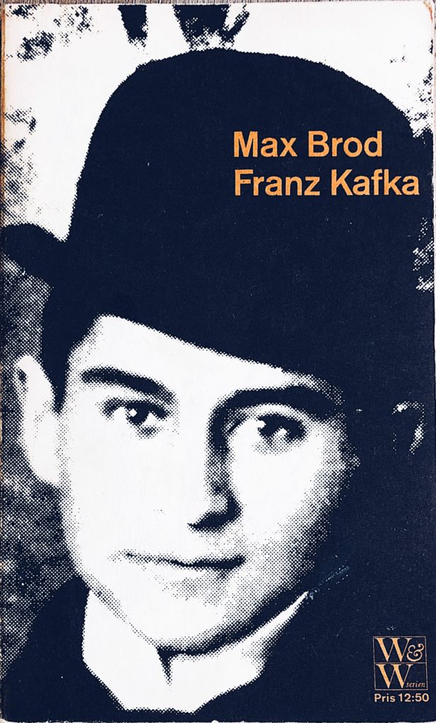 Bokomslag med stiliserat ansikte föreställande Franz Kafka